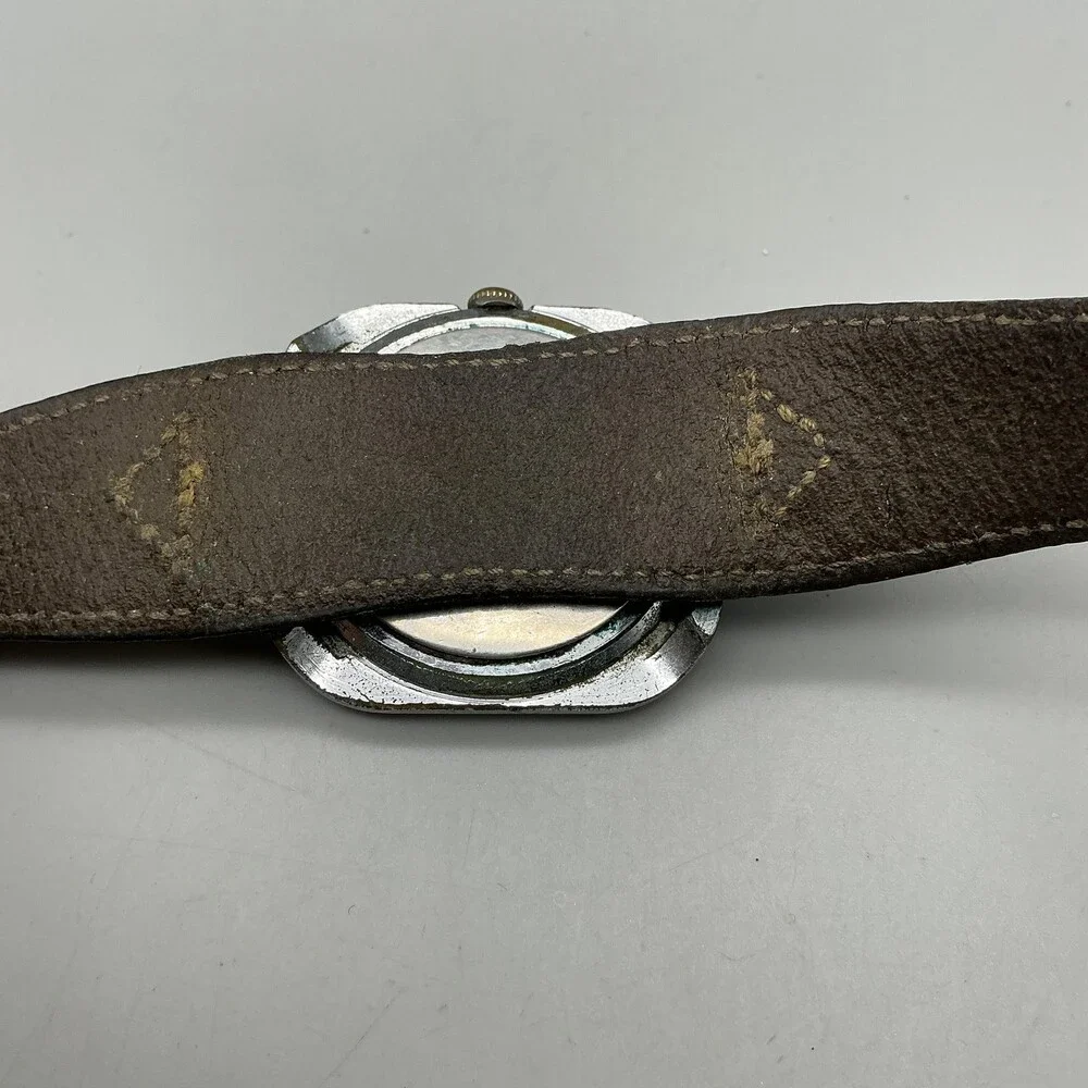 Timex Mariln UFO Mens Watch 36mm Brown Dial Date Leather Manual Wind For Parts